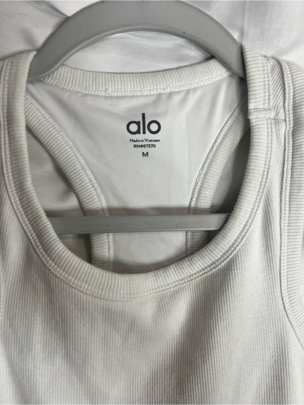 ALO Yoga White Ribbed Tank with Racerback - Picture 2 of 4